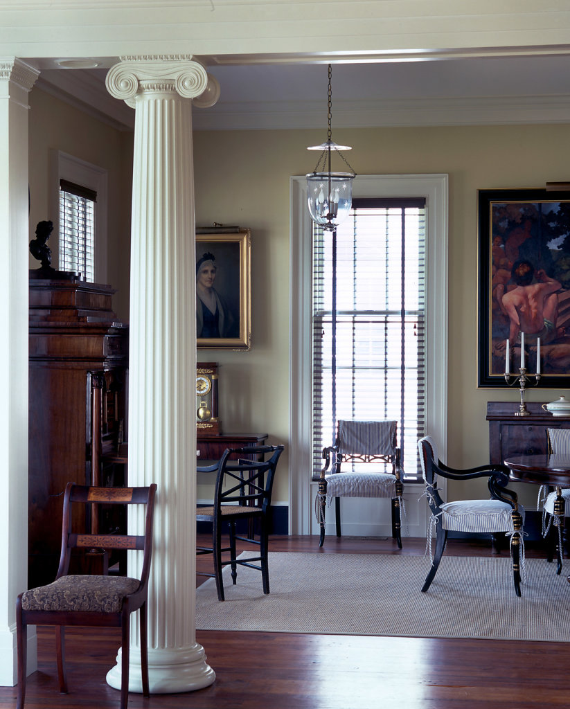 Fluted Ionic Column in Dining Room of Chadsworth Cottage