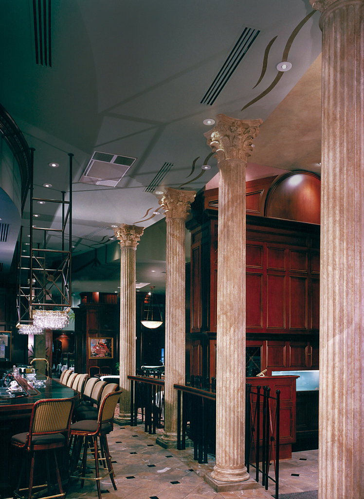 Faux Marble Corinthian Capitals in a Restaurant