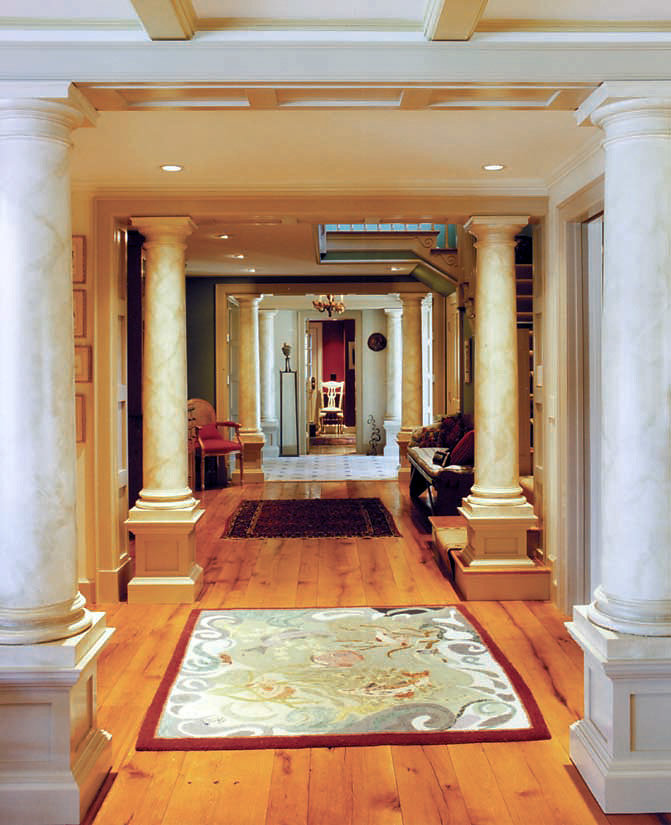 Faux Marble Doric Columns in Hallway