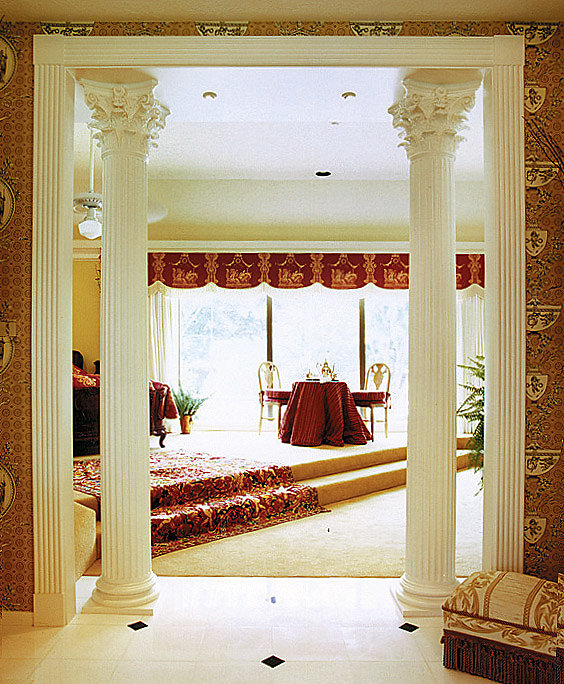 Fluted Corinthian Columns in Bathroom Entryway