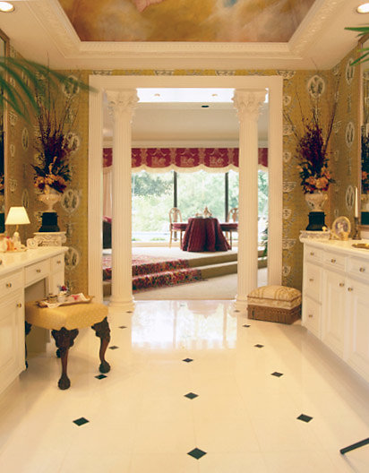 Corinthian Columns in Entryway of Bathroom