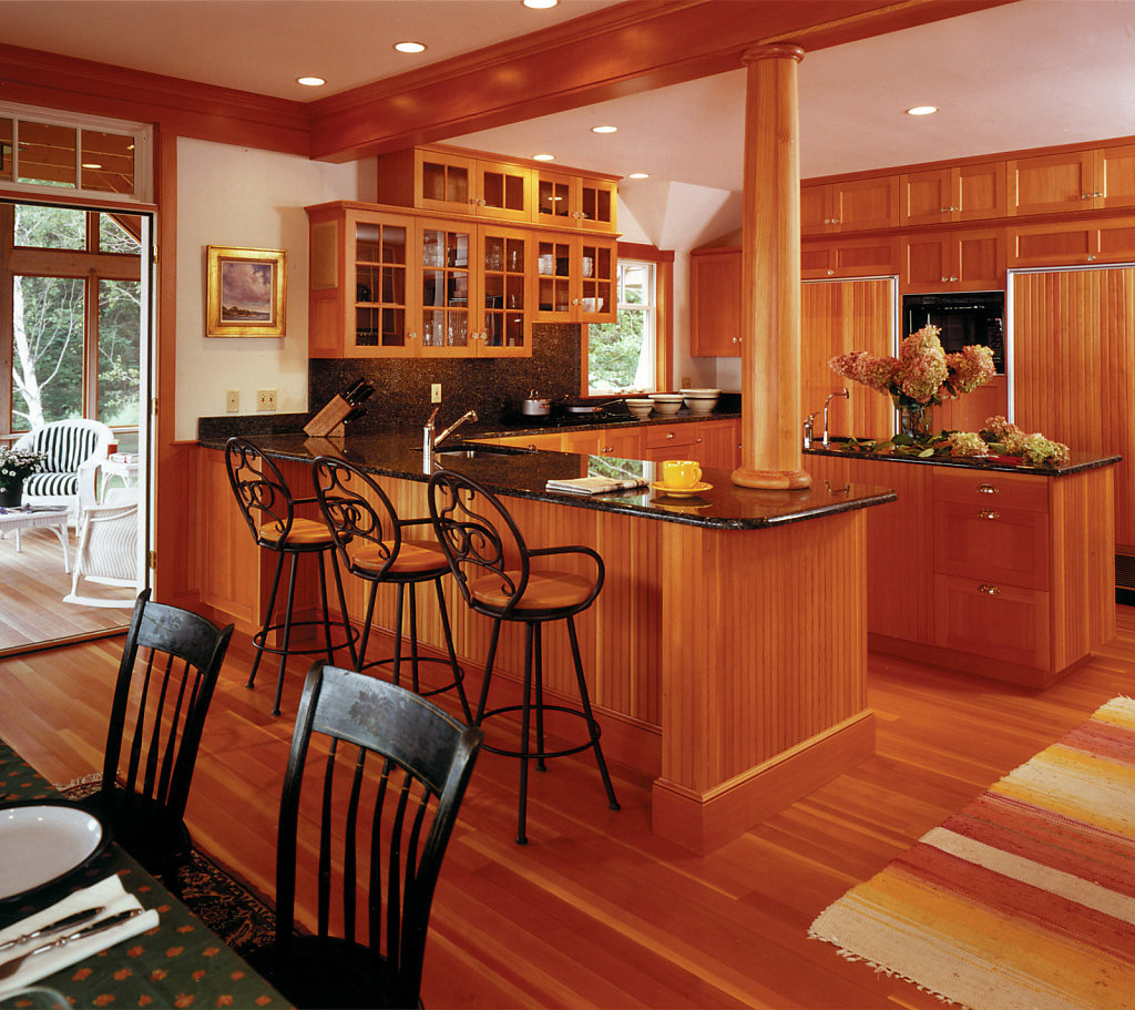 Contemporary Wood Column on Kitchen Counter