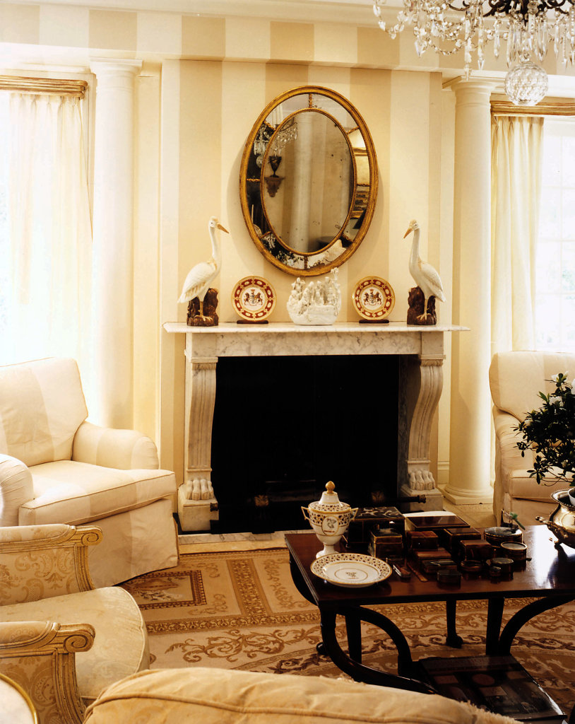 White, Wood Columns in a Living Room