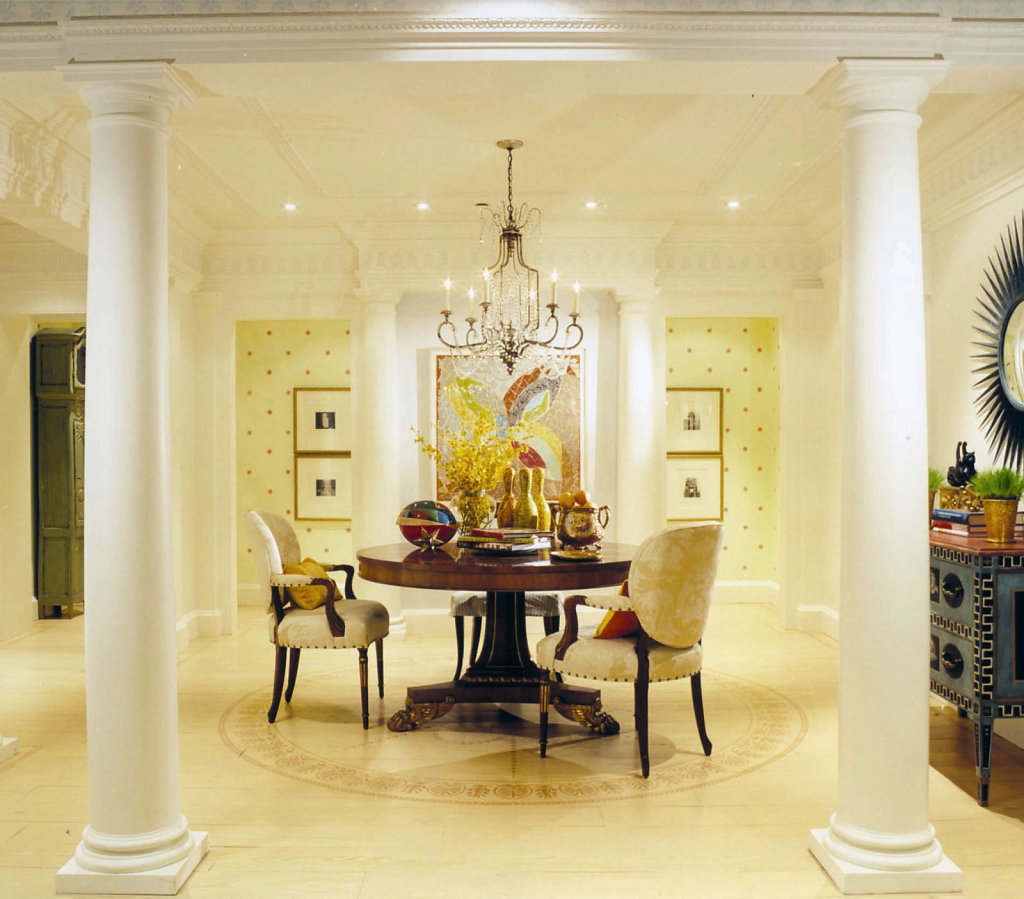 Roman Doric PolyStone® Columns in a Dining Room