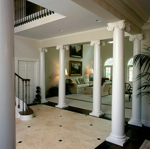 White Smooth Scamozzi Columns in Foyer