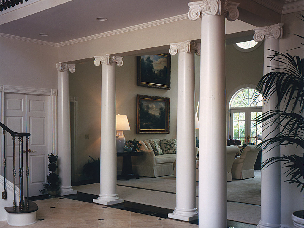 Wood Scamozzi Columns in a Foyer