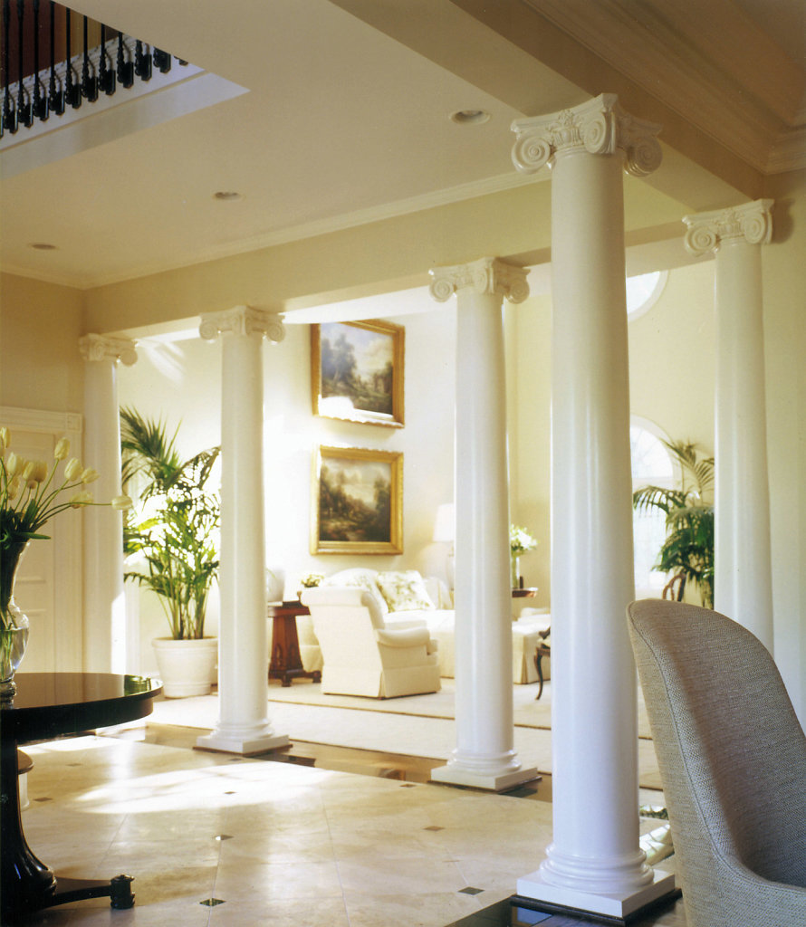 White Smooth Scamozzi Columns in a Foyer