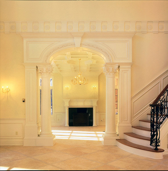 Smooth Corinthian Columns in Foyer