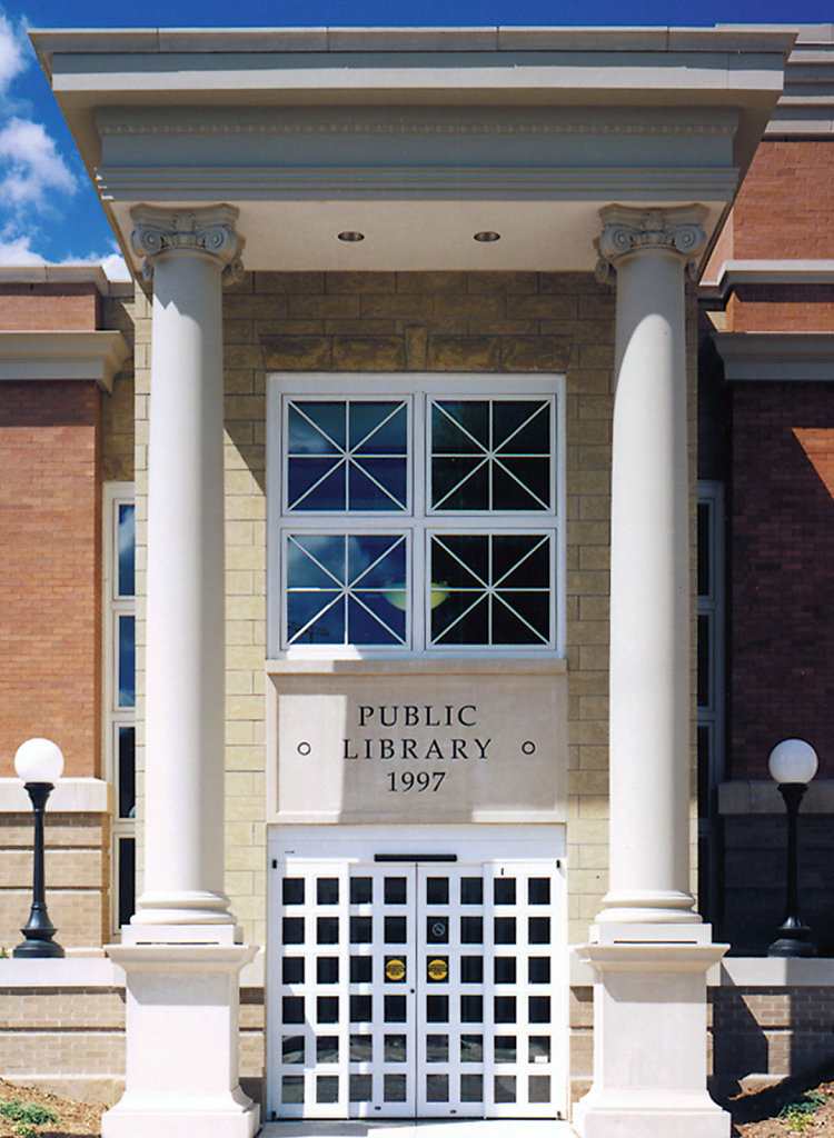 Scamozzi style Columns Supporting Eave of Oskaloosa Public Library, Oskaloosa, Iowa