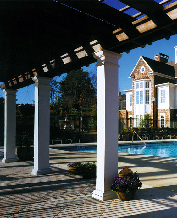 A Pergola with Square Columns Poolside